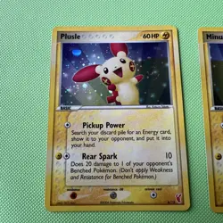 Pokemon TCG Plusle 6/12 & Minun 6/12 EX Trainer Kit Holo LP/MP SWIRLS on both! - Image 2