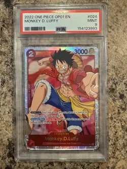 OP01-024 Monkey D. Luffy SR Romance Dawn One Piece Card Game English PSA 9 - Image 1