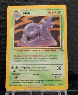 Muk Holo 13/62 Fossil Unlimited 1999 Pokemon Card TCG - MP - Image 1