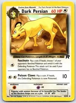 Dark Persian 42/82 Uncommon Team Rocket Pokemon Unlimited MP Yoshida - Image 1