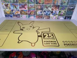 25th Anniversary Golden Pikachu Playmat&Case Pokemon Official Japanese US Seller - Image 1