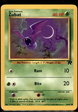 Zubat Common Team Rocket 70/82 NM Pokemon TCG WOTC - Image 1