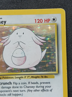Pokemon TCG Chansey 3/102 Base Set Unlimited Holo Rare Card Vintage WOTC HP/DMG - Image 3