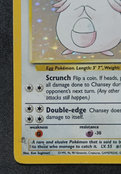 Pokemon TCG Chansey 3/102 Base Set Unlimited Holo Rare Card Vintage WOTC HP/DMG - Image 5