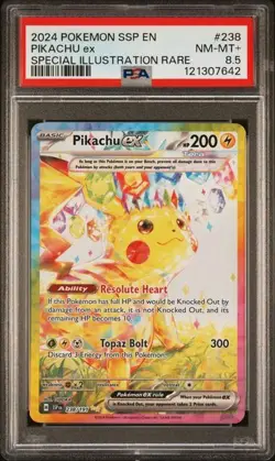 2024 POKEMON SSP EN-SURGING SPARKS #238 PIKACHU ex PSA 8.5 - Image 1