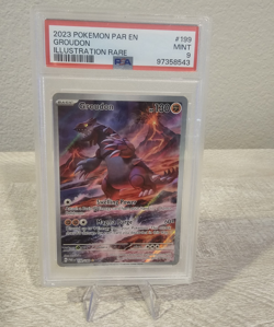Pokemon Groudon 199/182 Holo Illustration Rare English Paradox Rift 2023 PSA 9 - Image 1
