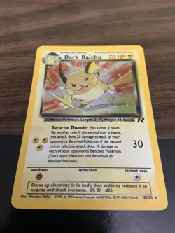 2000 Team Rocket Pokemon Dark Raichu Holo TCG Card 83/82 Secret Rare LP - Image 2