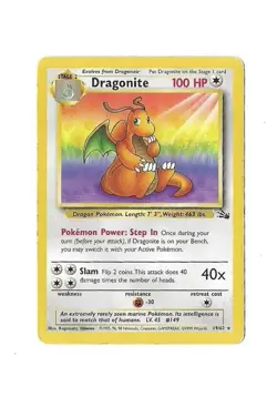 Pokemon TCG Dragonite 19/62 Fossil Non-Holo Rare Card Unlimited - Image 1