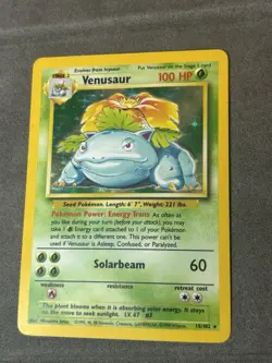 Pokemon TCG Venusaur Base Set Holo Unlimited Rare Card 15/102 MP - Image 1