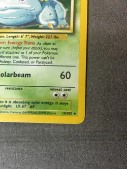 Pokemon TCG Venusaur Base Set Holo Unlimited Rare Card 15/102 MP - Image 4
