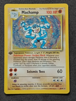 Pokemon TCG Machamp 8/102 Base Set 1st Edition Holo Rare Card Vintage WOTC - MP - Image 1