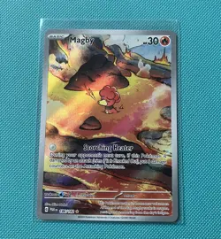 Pokemon TCG Card Magby 186/182 Paradox Rift Illustration Rare - NM - Image 1