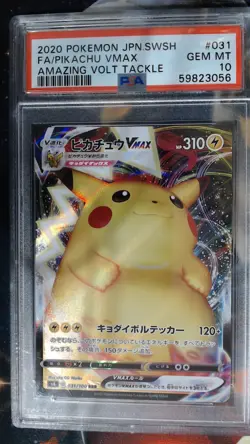 2020 Japanese Pokemon Pikachu VMAX 31/100 Amazing Volt Tackle PSA 10 - Image 1