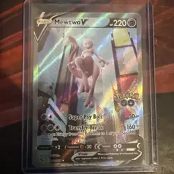 Pokemon TCG Mewtwo v Alt Art Full Art Holo Ultra Rare Card 072/078 Pokemon Go - Image 1