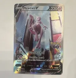 Pokemon Mewtwo V Ultra Rare Full Art Holo Pokemon GO Basic 220 HP Card 072/078 - Image 1