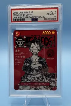 2025 ONE PIECE JAPANESE PROMOS MAGAZINE VOL.20 #014 MONKEY D. LUFFY PSA 10 - Image 1