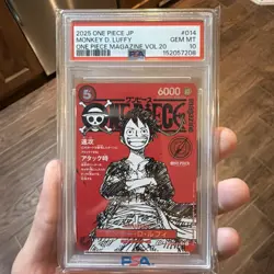2025 ONE PIECE JAPANESE PROMOS ONE PIECE MAGAZINE VOL.20 MONKEY D. LUFFY PSA 10 - Image 1