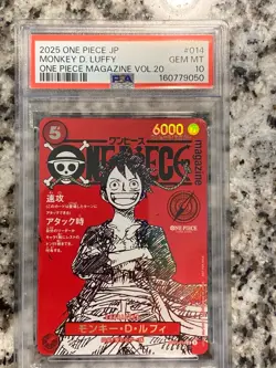 2025 ONE PIECE JAPANESE PROMOS ONE PIECE MAGAZINE VOL.20 MONKEY D. LUFFY PSA 10 - Image 2