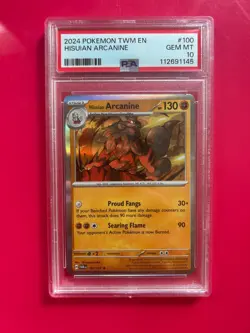 PSA 10 2024 Pokemon TWM EN Hisuin Arcanine #100 GEM MINT Slab - Image 1
