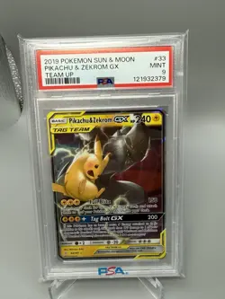 Pokemon Pikachu & Zekrom GX 33/181 Full Art Holo Tag Team Sun & Moon PSA Mint 9 - Image 1