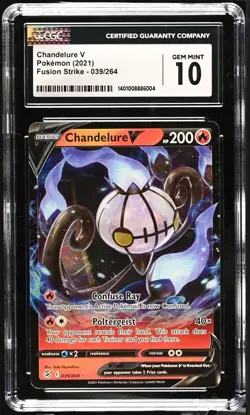 Pokemon Chandelure V 039/264 Fusion Strike Sword & Shield ULTRA RARE CGC 10 Mint - Image 1