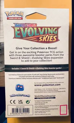 Pokemon TCG: Evolving Skies 3 Pack Hanger Box Sword & Shield Era Sealed NEW - Image 2