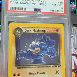 PSA 8 2000 English Pokemon TCG Team Rocket Dark Machamp Holo #10 HP 70 - Image 2