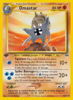 Omastar 43/75 LP - Pokemon TCG Neo Series Neo Discovery N2 Uncommon - Image 4