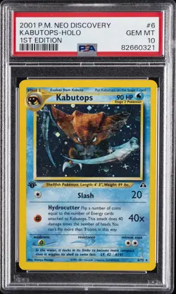 2001 POKEMON NEO DISCOVERY 1ST EDITION #6 KABUTOPS-HOLO PSA 10 - Image 1