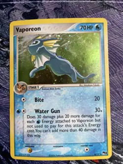 Pokemon TCG Vaporeon Holo 6/17 POP Series 3 Rare SWIRL - LP - Image 1