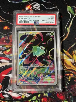Pokemon TCG Bulbasaur 133/132 ME01 Mega Evolution Enhanced Box Topper Holo PSA - Image 1