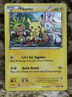 Pokemon XY Black Star Promo XY95 Pikachu ( Sylveon + Chespin ) Holo Card - Image 1