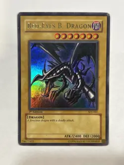 Red-Eyes B. Dragon SDJ-001 1st Edition Holo Yu-Gi-Oh Card Played Vintage - Image 1