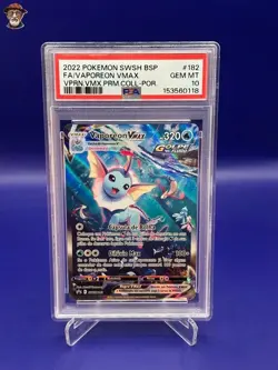 2022 Portuguese Pokemon - SWSH Black Star Promo Vaporeon Vmax #182 - PSA 10 - Image 1