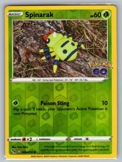 Spinarak (Peelable Ditto) 006/078 Common Pokemon GO Pokemon Reverse Holo NM - Image 1