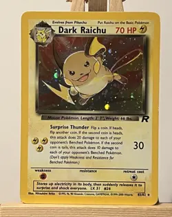 Pokemon TCG Dark Raichu 83/82 Team Rocket Holo Secret Rare Unlimited 2000 - Image 1