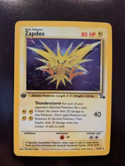Pokemon TCG Zapdos Fossil Set Holo Card 5/62 LP - Image 1