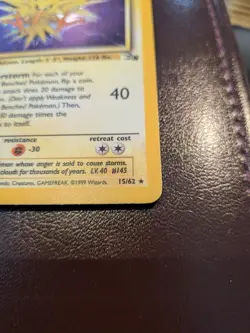Pokemon TCG Zapdos Fossil Set Holo Card 5/62 LP - Image 4