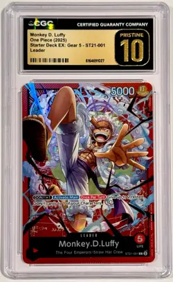 2025 One Piece Monkey D Luffy ST21-001 Gear 5 CGC 10 Pristine Leader English - Image 1