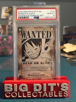 Monkey D. Luffy Wanted OP13-118 One Piece Carrying On His Will English PSA 10 - Image 1