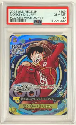 2024 One Piece Monkey D. Luffy One Piece Day ‘24 SR OP07-109 PSA 10 Gem Mint - Image 1