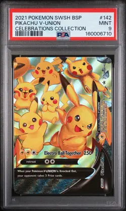 2021 POKEMON SWSH BLACK STAR PROMO CELEBRATIONS COLLECTION PIKACHU V-UNION PSA 9 - Image 1