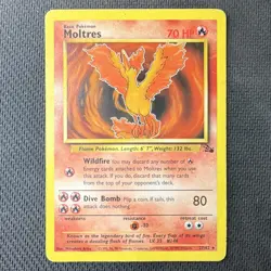 Wizards of the Coast Pokemon TCG Moltres 27/62 Fossil 1999 English Rare DAMAGED - Image 1