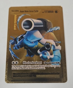 2017 POKEMON SUPER WATER ARROW TURTLE GOLD TRADING CARD - Image 1