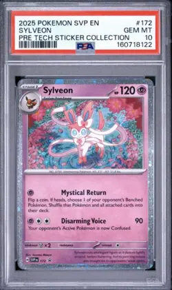 2025 Pokemon Prismatic Evolutions Sylveon Pre Tech Sticker Collection 172 PSA 10 - Image 1