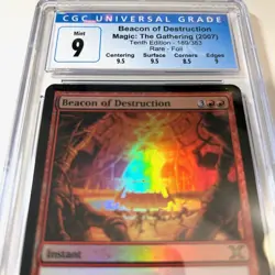 BEACON OF DESTRUCTION MTG 2007 Rare Foil 10th Edition 189/38 CGC Graded 9 Mint - Image 2