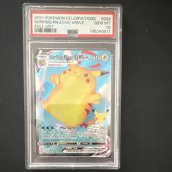 Pokemon TCG Surfing Pikachu VMAX Full Art Holo Celebrations 009/025 PSA 10 - Image 1