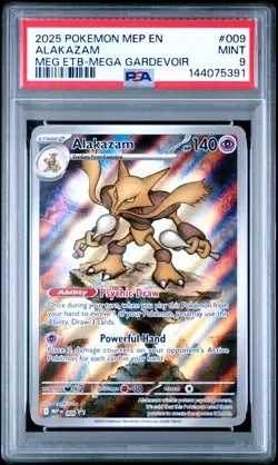 Pokemon - Alakazam MEP 009 - Mega Evolution ETB Promo Illustration Rare - PSA 9 - Image 1