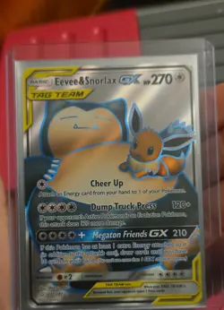 Eevee & Snorlax GX (Full Art) 171/181 Sm-Team Up Holo Pokemon Card Tcg Rare Cute - Image 2