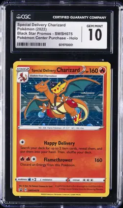 2022 BLACK STAR PROMO POKEMON CENTER PURCHASE SPECIAL DELIVERY CHARIZARD CGC 10 - Image 1